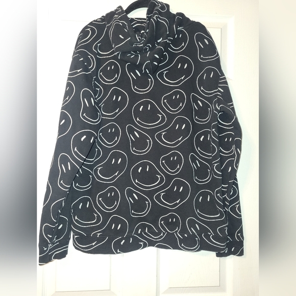 BSR By Samii Ryan Smiley Hoodie Black White Yellow Oversized Size Medium - Picture 2 of 8
